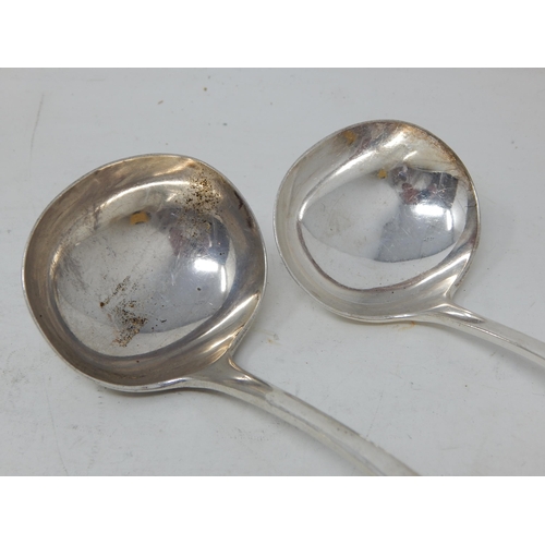 392 - 2 x Large Silver Sauce Ladles Hallmarked Sheffield 1894 by John Round & Sheffield 1905 by Mappin & W... 