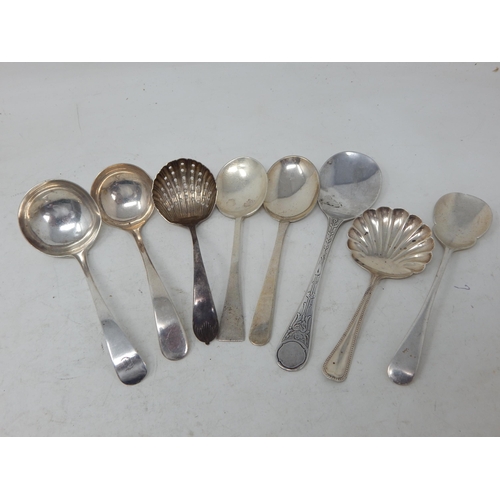 394 - Quantity of Hallmarked Silver to Include Sauce Ladles, Sifter Spoon, Caddy Spoon etc: Various Dates ... 