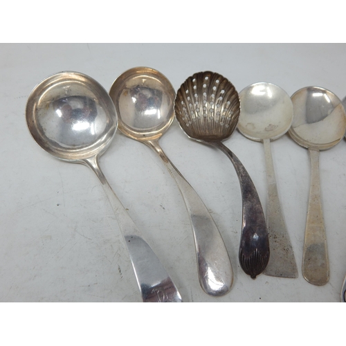 394 - Quantity of Hallmarked Silver to Include Sauce Ladles, Sifter Spoon, Caddy Spoon etc: Various Dates ... 