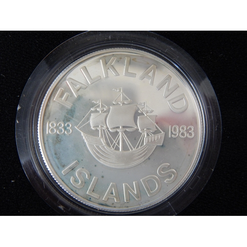 67 - Falklands Islands Charles and Diana Proof Silver Crown 1981; Falkland Islands Silver Proof Crown 198... 