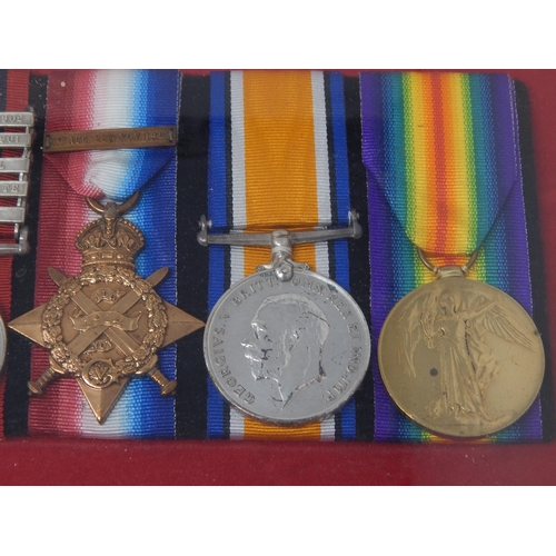 81 - Set of 4 x WWI Medals awarded to Sgt F G Wicks RFA housed in frame