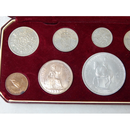 26 - Elizabeth II Coronation Proof Set 1953 from Crown to Farthing in red fitted Royal Mint case of issue... 