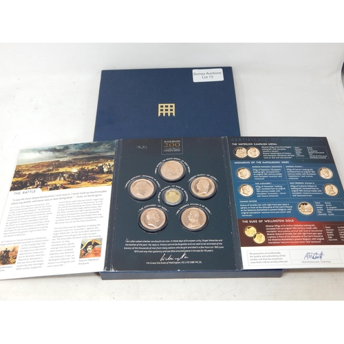 72 - The Battle of Waterloo 1815-2015 Commemorative Medal Set in presentation folder including the 14 Car... 