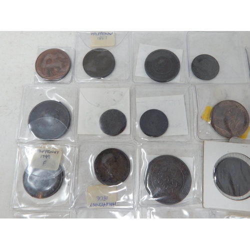 52 - Collection of early Copper coinage to include George III Copper Penny 1806; Halfpennies 1806(2); Uni... 