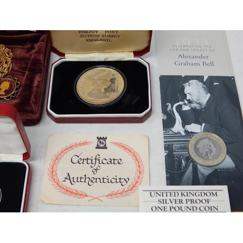 68 - 1983, 1990 United Kingdom One Pound Silver Proof coins; Isle of Man Sir Winston Churchill Proof Crow... 