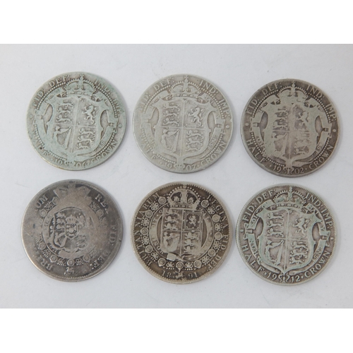 96 - Silver Halfcrowns: George III Bull Head 1817, Victoria Jubilee Head 1891, Edward VII 1902, 1906, 190... 