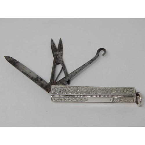 260 - Victorian bright cut silver pocket knife, Birmingham 1894