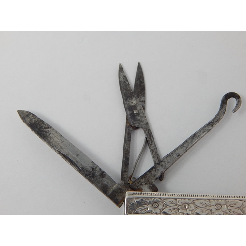 260 - Victorian bright cut silver pocket knife, Birmingham 1894