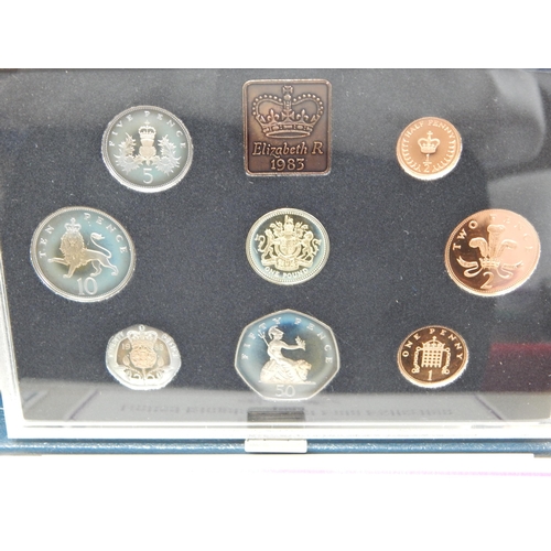 49 - UK Proof sets 1983(2), 1984, 1985, 1993 including £5 coin all housed in Royal Mint cases of issue wi... 