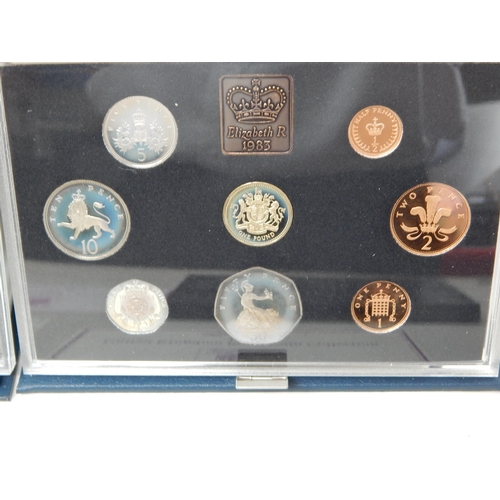 65 - UK Proof Sets 1971, 1983, 1984, 1985, 1993 including £5 coin; all brilliant, about as struck and hou... 