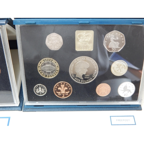 90 - UK Proof Sets 1983, 1985, 1986, 1987, 1991, 1999, all brilliant, about as struck and housed in Royal... 