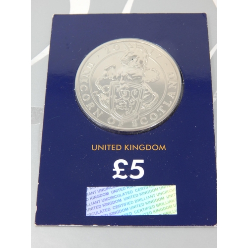 91 - UK Proof Sets 1984, 1988, 1990, 2000;  UK Queens Beast Unicorn of Scotland £5 2017; the sets in Roya... 