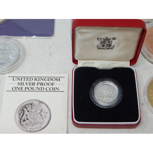 55 - UK Silver Proof Pound 1983; UK Silver Proof Pound 1990; FFE Proof 50p 1973; 75th Anniversary Dambust... 