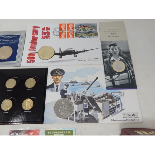 75 - Dame Vera Lynn Commemorative £2 coin; St Helena Proof Silver 25p 1973; Isle of Man D-Day Crown coin ... 