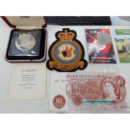 75 - Dame Vera Lynn Commemorative £2 coin; St Helena Proof Silver 25p 1973; Isle of Man D-Day Crown coin ... 