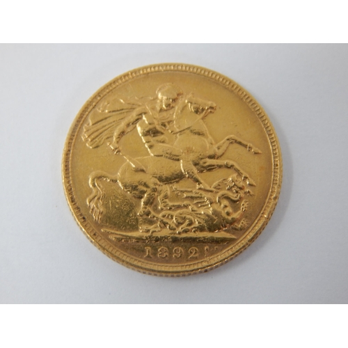 160 - Queen Victoria Full Gold Sovereign 1892