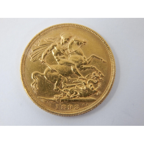 161 - Queen Victoria Full Gold Sovereign 1893