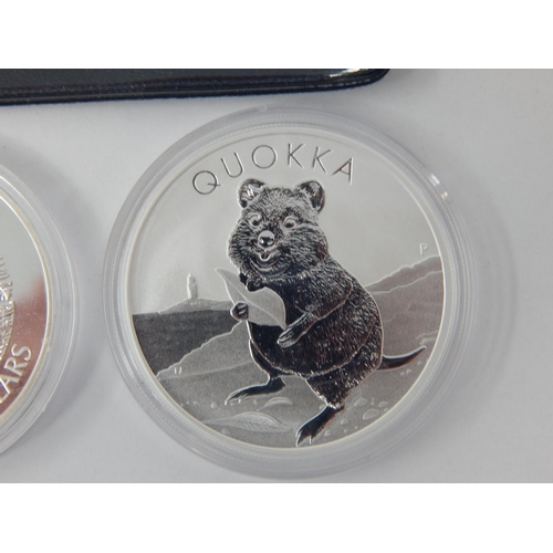 130 - Australia 2020 Quokka 1 Ounce 9999 Silver coin; The HMCS Bras d'or Silver Crown sized 2003 with cert... 