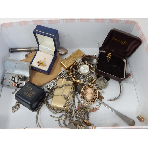 116 - Large collection of Costume Jewellery; Hallmarked Silver Pencil Holder; a self winding Camera machin... 