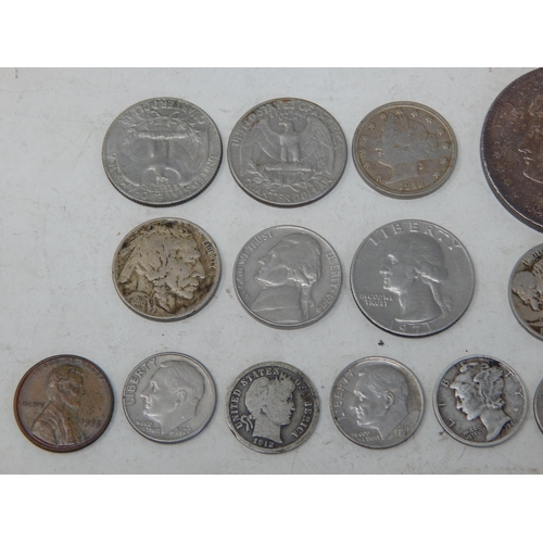 137 - USA Collection including a Morgan Silver Dollar 1921; Quarter Dollars x 2 Flying Eagle, 1945, 1965(2... 