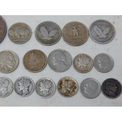 137 - USA Collection including a Morgan Silver Dollar 1921; Quarter Dollars x 2 Flying Eagle, 1945, 1965(2... 