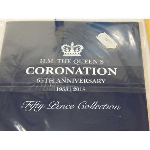 36 - 2018 H.M. The Queen's Coronation 65th Anniversary 50p collection; British Antarctic Territory 2019 5... 