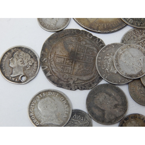 37 - Collection of Silver coinage to include: Charles I Silver Shilling, William III Silver Sixpence 1696... 