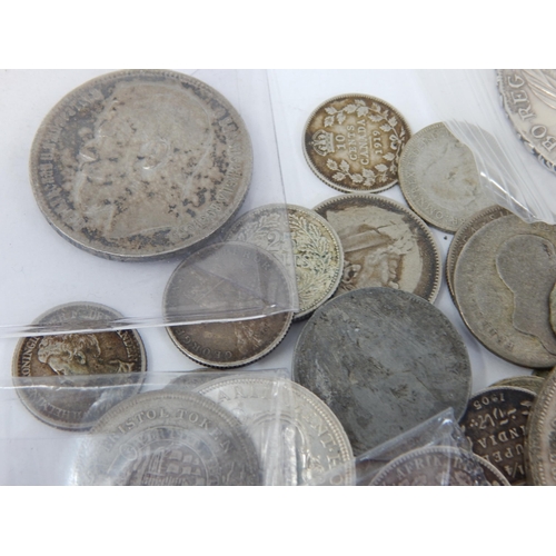 39 - Large assortment of GB and World Silver coinage including Russia Imperial Silver Rouble 1897, rare; ... 