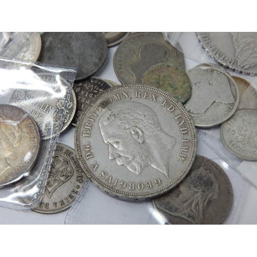 39 - Large assortment of GB and World Silver coinage including Russia Imperial Silver Rouble 1897, rare; ... 