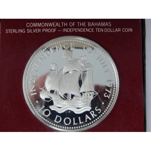 139 - Bahamas 1973 $10 Independance Silver Proof Coin struck in .925 Silver; Maria Theresa Silver Thaler d... 