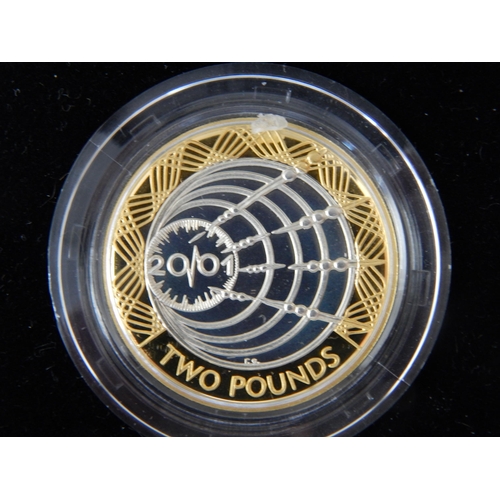 149 - UK Silver Proof Piedfort Marconi £2 coin 2001; UK Silver Proof Piedfort One Pound coin 2003 both bri... 