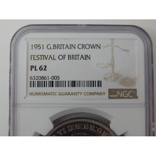 153 - UK Festival of Britain Crown 1951 in NGC holder and graded PL62; UK Winston Churchill Crown 1965 in ... 