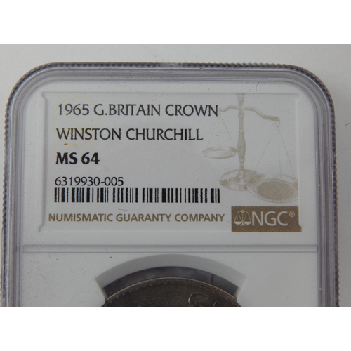 153 - UK Festival of Britain Crown 1951 in NGC holder and graded PL62; UK Winston Churchill Crown 1965 in ... 