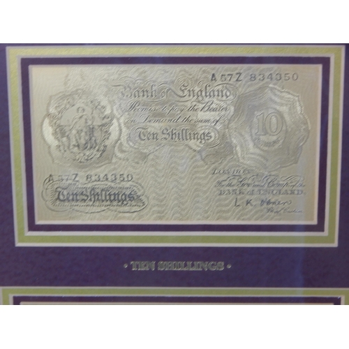 146 - Royal Mint Bank of England Ten Shillings and Five Pounds 99.9% Pure Gold Banknotes limited edition n... 