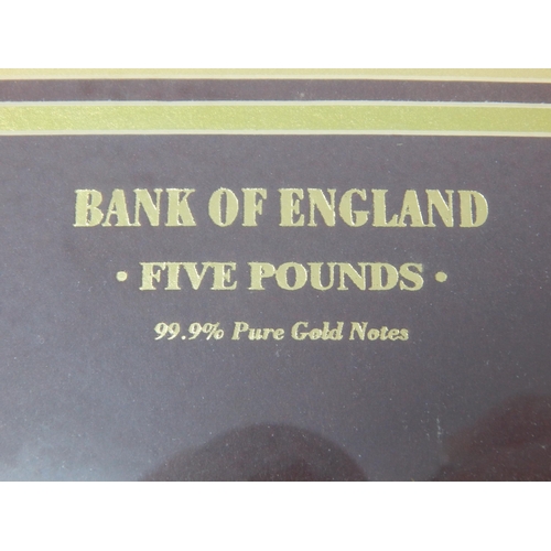 146 - Royal Mint Bank of England Ten Shillings and Five Pounds 99.9% Pure Gold Banknotes limited edition n... 