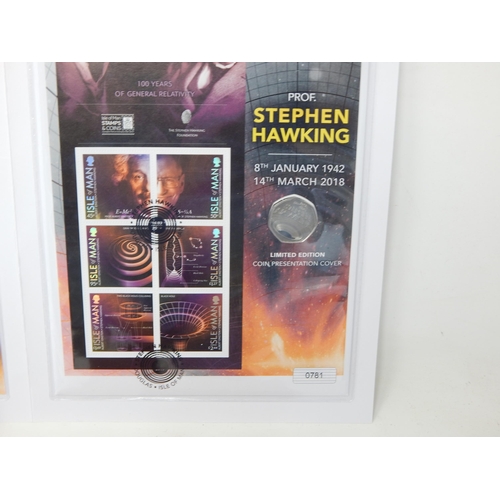 113 - London 2021 Half Dollar Fine Silver Ingot; Nations Touch 2009 Silver Proof £5 coin; Stephen Hawking ... 