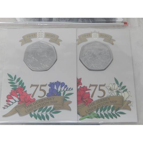 158 - Isle of Man Father Christmas £2 coin 2019; Samuel Pepys £2 coin 2019 in Royal Mint blister pack; 50t... 