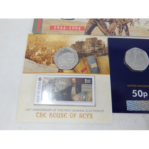 158 - Isle of Man Father Christmas £2 coin 2019; Samuel Pepys £2 coin 2019 in Royal Mint blister pack; 50t... 