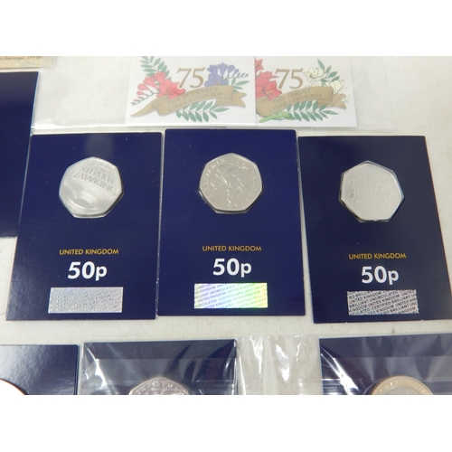 158 - Isle of Man Father Christmas £2 coin 2019; Samuel Pepys £2 coin 2019 in Royal Mint blister pack; 50t... 