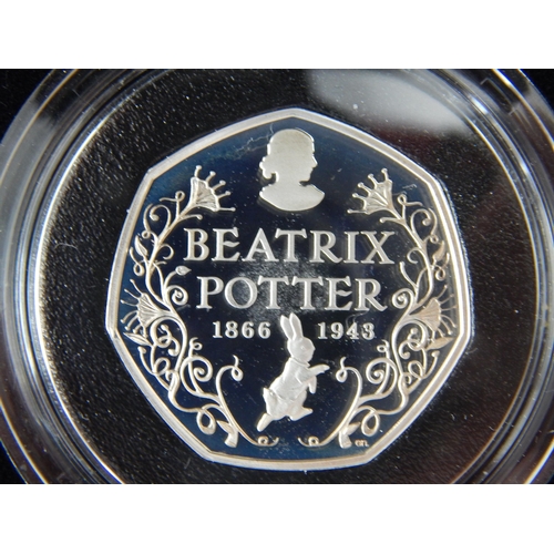 97 - 150th Anniversary of Beatrix Potter 2016 UK 50p Silver Proof coin; Benjamin Bunny 2017 UK 50p Silver... 