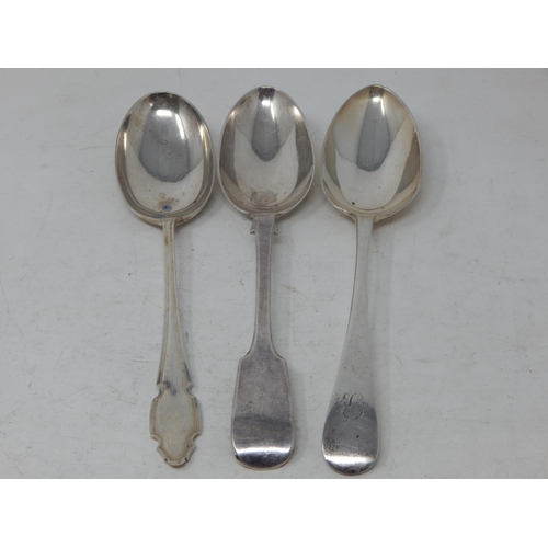 65 - 3 x Silver Serving Spoons: various Dates & Makers: Length 21cm: Weight 204g