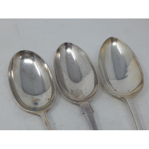 65 - 3 x Silver Serving Spoons: various Dates & Makers: Length 21cm: Weight 204g