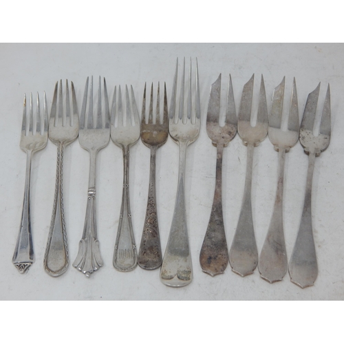 78 - Quantity of Hallmarked Silver Forks (10): Various Dates & Makers: Weight 266g