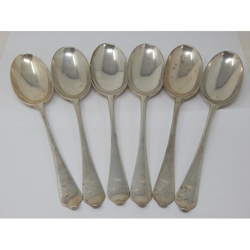 103 - Set of 6 Silver Rat Tail Table Spoons: Hallmarked London 1929 by Lionel Alfred Crichton, Old Bond St... 