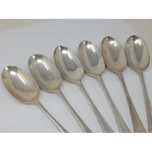 103 - Set of 6 Silver Rat Tail Table Spoons: Hallmarked London 1929 by Lionel Alfred Crichton, Old Bond St... 