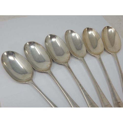 104 - Set of 6 Silver Rat Tail Table Spoons: Hallmarked London 1929 by Lionel Alfred Crichton, Old Bond St... 