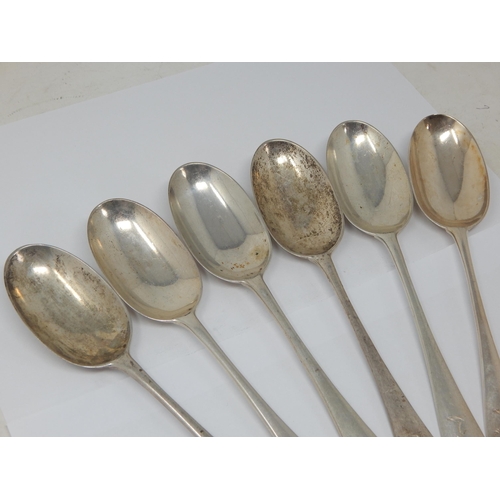 105 - Set of 6 Silver Rat Tail Table Spoons: Hallmarked London 1929 by Lionel Alfred Crichton, Old Bond St... 