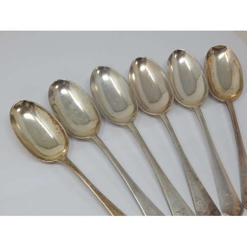 107 - Set of 6 Silver Rat Tail Dessert Spoons: Hallmarked London 1929 by Lionel Alfred Crichton, Old Bond ... 