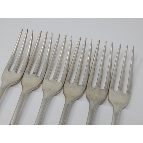 109 - Set of 6 Silver Rat Tail Dessert Forks: Hallmarked London 1929 by Lionel Alfred Crichton, Old Bond S... 