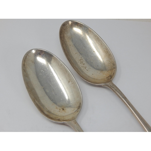 110 - 2 x Silver Rat Tail Serving Spoons: Hallmarked London 1929 by Lionel Alfred Crichton, Old Bond Stree... 